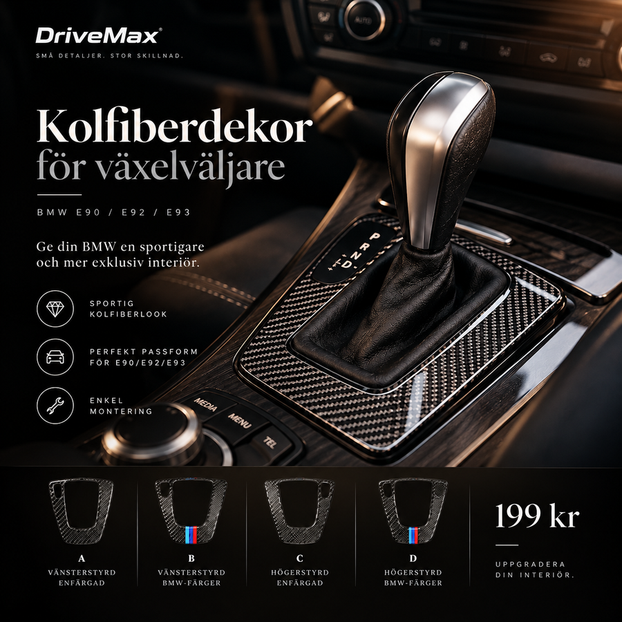 BMW Kolfiberdekor för växelväljarpanel – E90/E92/E93