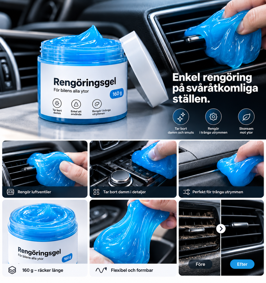 DriveMax Rengöringsgel 160 g – För Bilens Svåråtkomliga Utrymmen