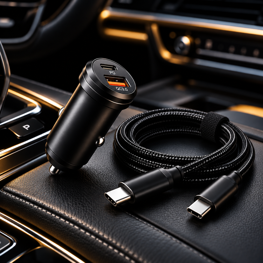 Drive Max Charge Kit – Billaddare med USB-C + Snabbladdningskabel