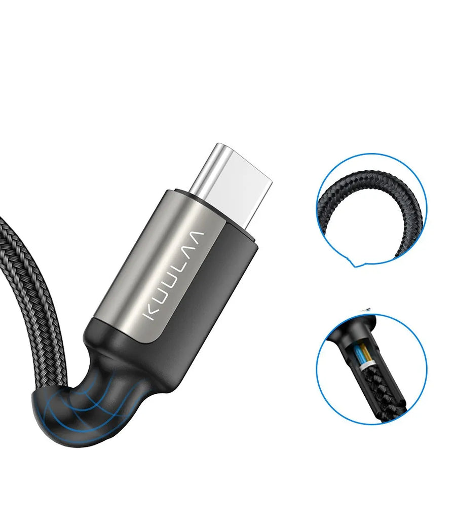 KUULAA Slitstark USB-C till USB-C Snabbladdningskabel (0.5m / 1m)