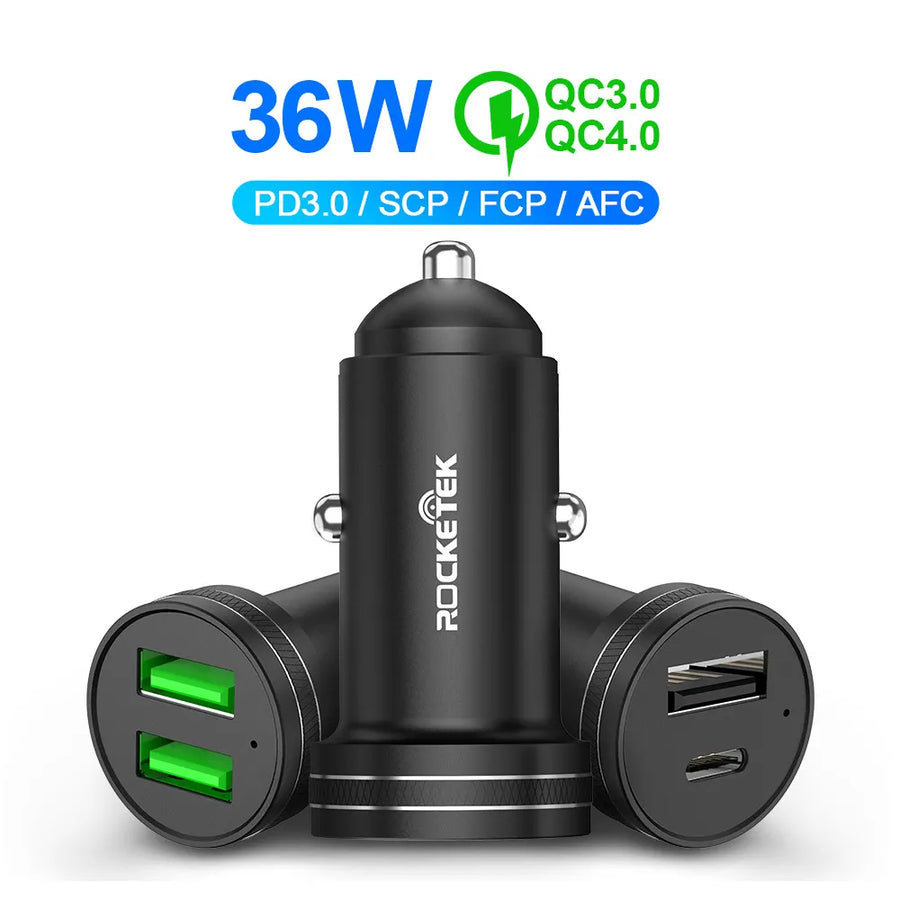 Multifunktionell Billaddare med Dual QC3.0 & PD Snabbladdning (Universal)